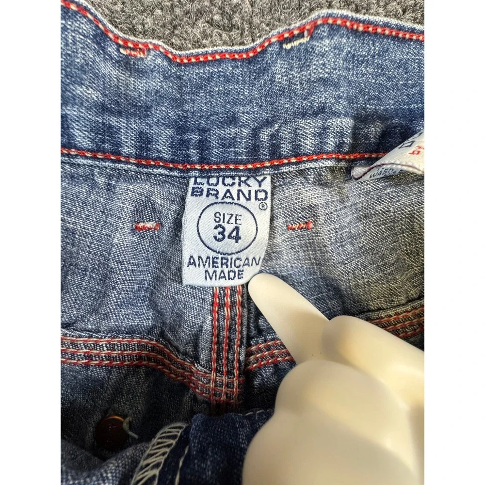 Vintage‎ Lucky Brand Carpenter Jeans USA Made Red Stitch Dungarees Mens 34 Y2K